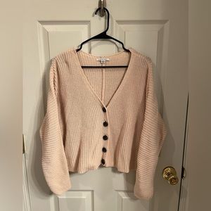 American Eagle Cream Cropped Knit Cardigan
